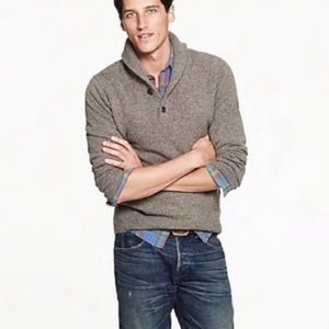 J. Crew Men's V-Neck Shawl Collar Sweater in Heather Taupe